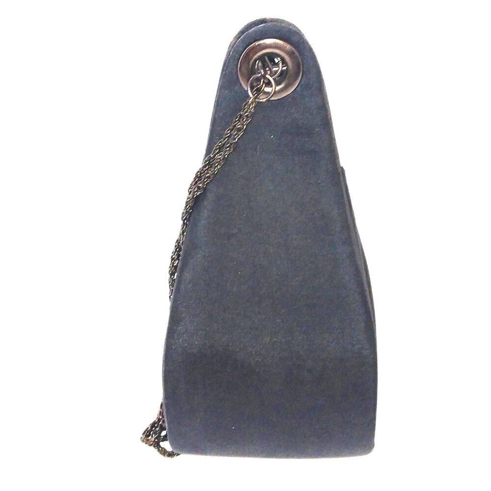 WOMEN'S BLACK & GRAPHITE SATIN WRISTLET EVENING HANDBAG